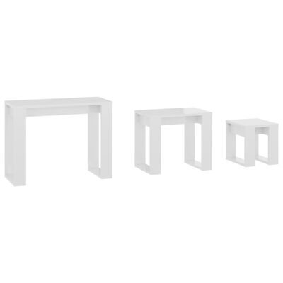 vidaXL Zasúvacie stolíky 3 ks, lesklé biele, kompozitné drevo