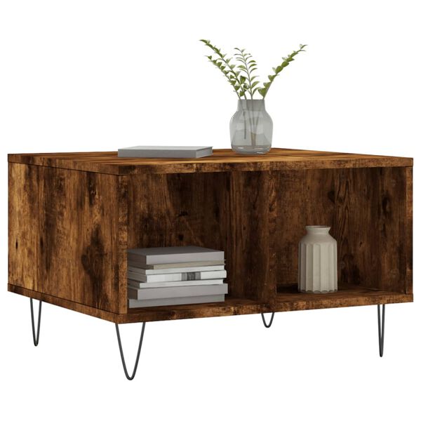 vidaXL Konferenčn&yacute; stol&iacute;k dymov&yacute; dub 60x50x36,5 cm spracovan&eacute; drevo