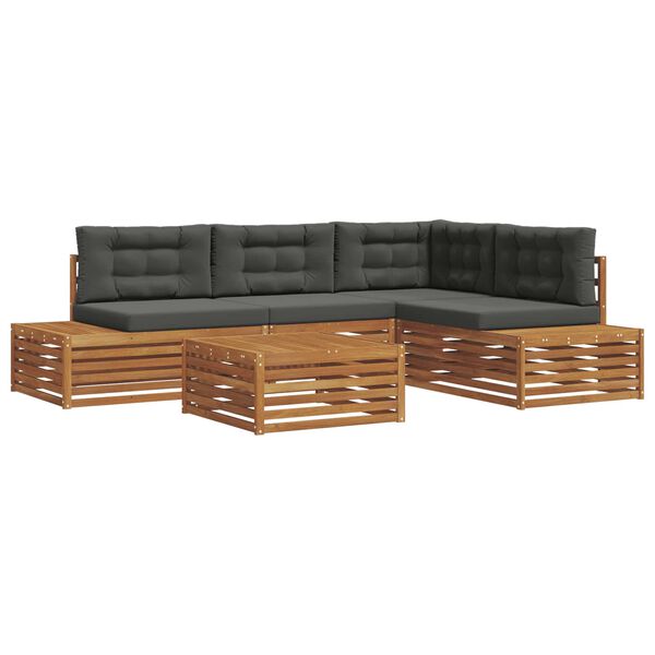 vidaXL Z&aacute;hradn&aacute; s&uacute;prava gaučov s vank&uacute;&scaron;om 5 Kus Pr&iacute;rodn&aacute; a antracitov&aacute;