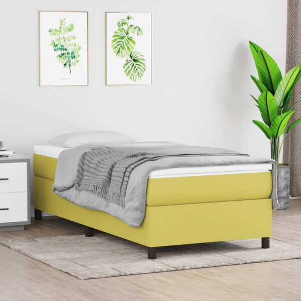 vidaXL Posteľn&yacute; r&aacute;m boxspring s matracom zelen&yacute; 90x190 cm l&aacute;tka