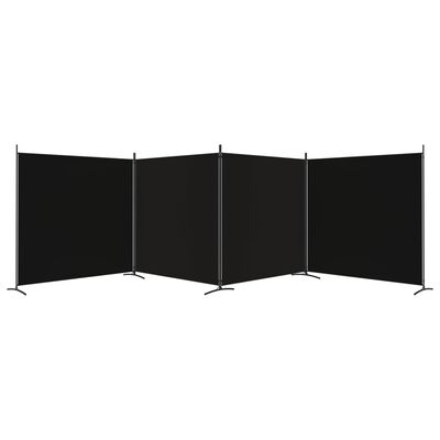 vidaXL 4-panelový paraván čierny 698x180 cm látka