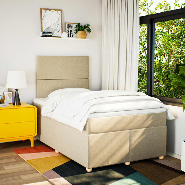 vidaXL Boxspring posteľ s matracom kr&eacute;mov&yacute; 120x200 cm l&aacute;tka