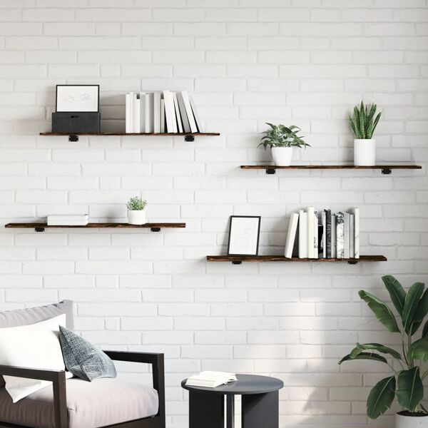 vidaXL N&aacute;stenn&eacute; police 4 ks dymov&yacute; dub 100x20x1,5 cm kompozitn&eacute; drevo