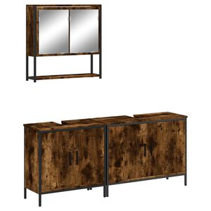 vidaXL 3-dielna sada k&uacute;peľňov&eacute;ho n&aacute;bytku dymov&yacute; dub spracovan&eacute; drevo