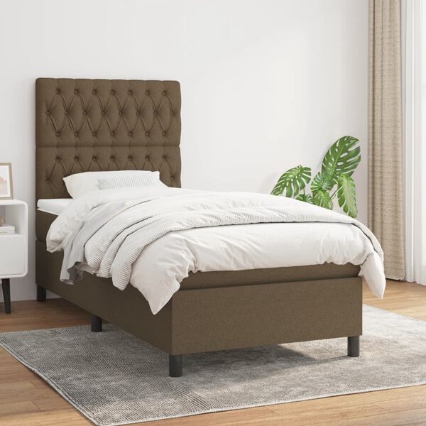 vidaXL Boxspring posteľ s matracom tmavohned&aacute; 100x200 cm l&aacute;tka