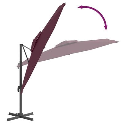vidaXL Dvojitý konzolový slnečník bordovočervený 400x300 cm