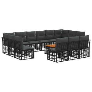 vidaXL Z&aacute;hradn&aacute; s&uacute;prava gaučov 14 pcs Čierna a tmavo&scaron;ed&aacute; Polyester
