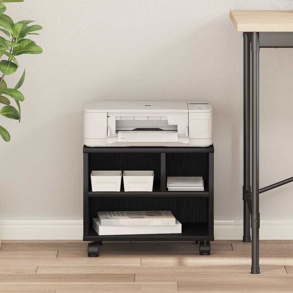 vidaXL Stojan na tlačiareň s &uacute;ložiskom Čierny dub 41 x 32 x 34,5 cm