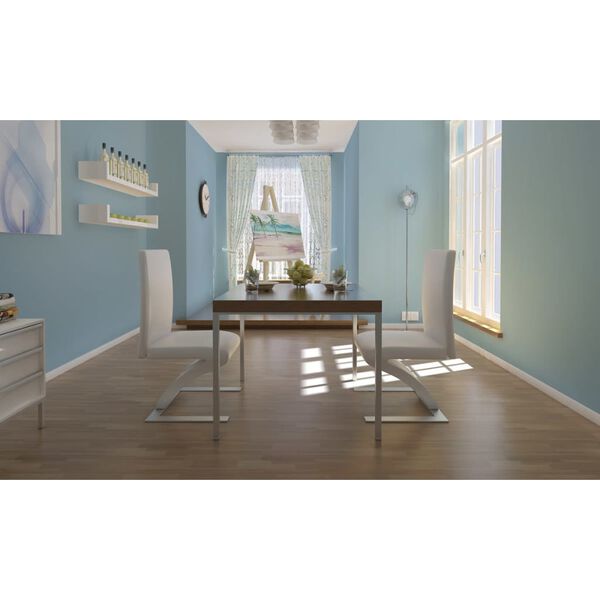 vidaXL Jed&aacute;lensk&eacute; stoličky 2 ks biele umel&aacute; koža