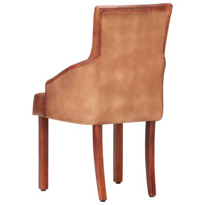 vidaXL Jedálenské stoličky 2 ks, hnedé, pravá kozia koža