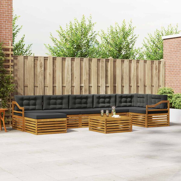 vidaXL Z&aacute;hradn&aacute; s&uacute;prava gaučov s vank&uacute;&scaron;om 8 pcs Pr&iacute;rodn&aacute; a antracitov&aacute;