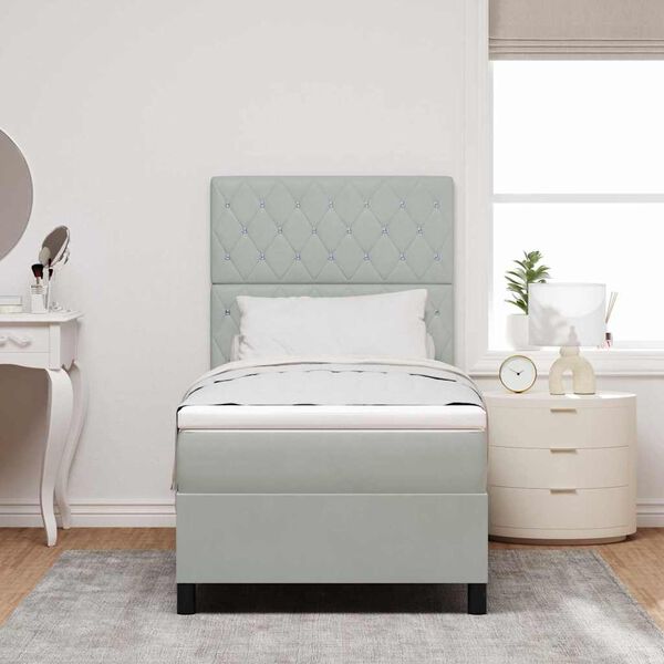 vidaXL LED box s pružinami s matracmi Svetlosiv&aacute; 100 x 200 cm l&aacute;tka