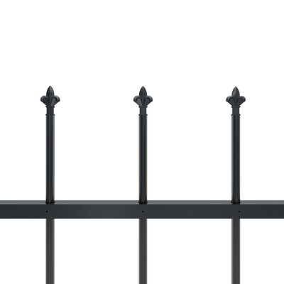 vidaXL Záhradný plot so špicatými vrchmi čierny oceľový 5,1x1 m