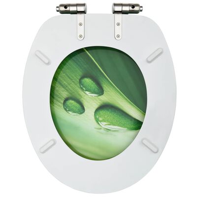 vidaXL WC sedadlá s poklopom s pomalým uzatváraním 2 ks MDF zelené dizajn s kvapkami