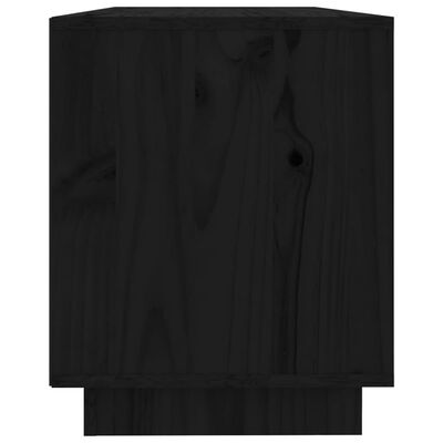 vidaXL TV skrinka čierna 110,5x35x44 cm masívna borovica