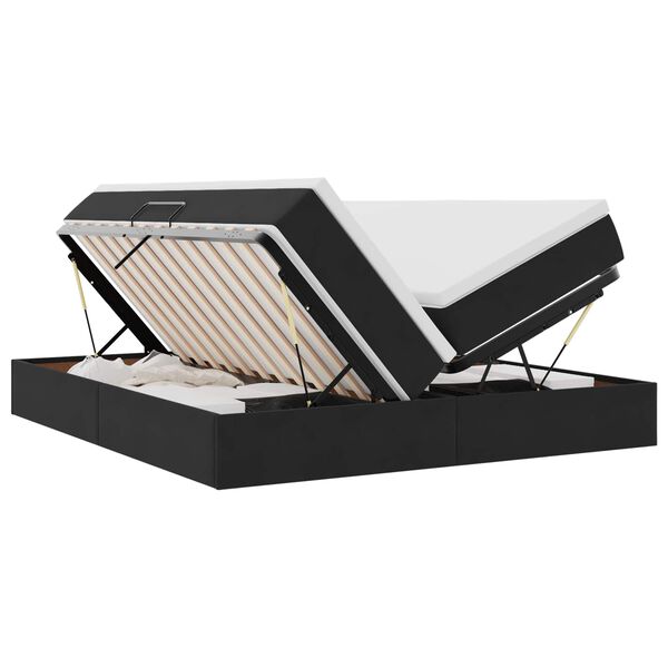 vidaXL Postel s &uacute;ložn&yacute;m prostorem a matrac&iacute; Čierna 180 x 200 cm Zamat