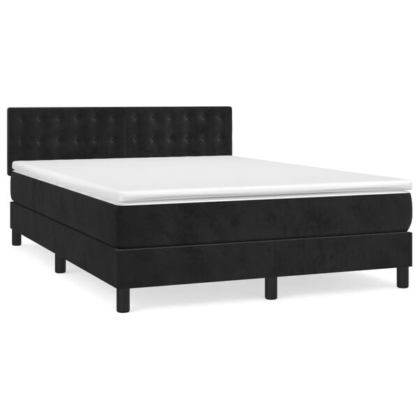 vidaXL Posteľn&yacute; r&aacute;m boxspring s matracom čierny 140x190 cm zamat