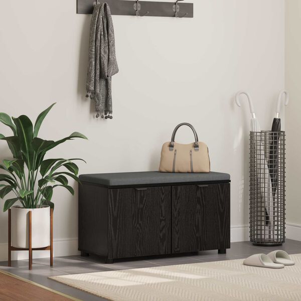 vidaXL Predsieňov&aacute; lavica s vank&uacute;&scaron;om Čierny dub 80 x 46 x 46 cm