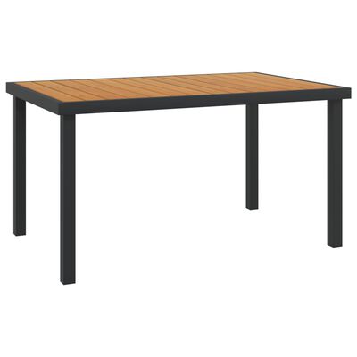 vidaXL Záhradný stôl hnedý 140x90x74 cm hliník a WPC