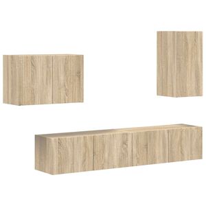 vidaXL Sada n&aacute;stenn&eacute;ho kabinetu na TV N&aacute;stenn&yacute; 4 pcs Sonoma dub