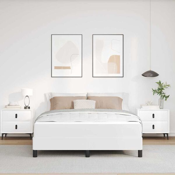 vidaXL R&aacute;m postele s matracmi Čist&aacute; biela 140 x 190 cm l&aacute;tka