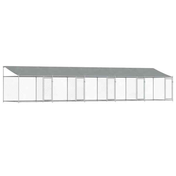 vidaXL Klietka pre psa so strechou a dverami siv&aacute; 10x2x2m pozink. oceľ