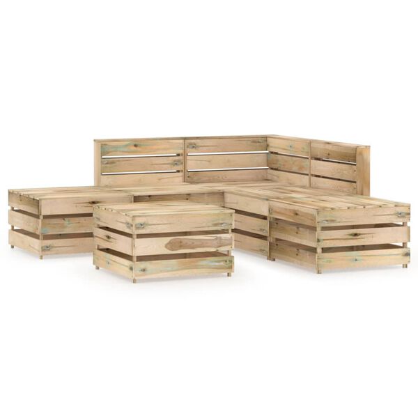 vidaXL 6-dielna z&aacute;hradn&aacute; sedacia s&uacute;prava, zelen&aacute; impregnovan&aacute; borovica