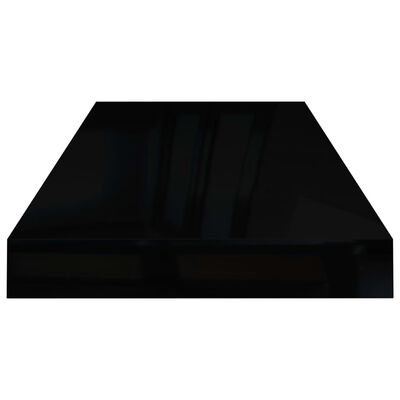 vidaXL Plávajúce nástenné police 4ks, lesklé čierne 60x23,5x3,8cm, MDF