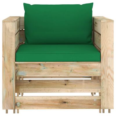 vidaXL 6-dielna záhradná súprava+podložky, zelené impregnované drevo