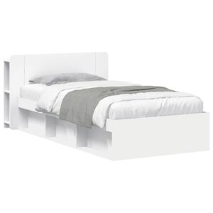 vidaXL R&aacute;m postele so skladom Biela 75 x 190 cm Kompozitn&eacute; drevo