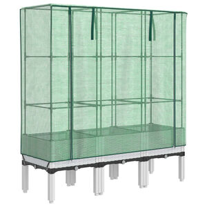 vidaXL Záhon s krytom na skleník ratanový vzhľad 120x40x140 cm