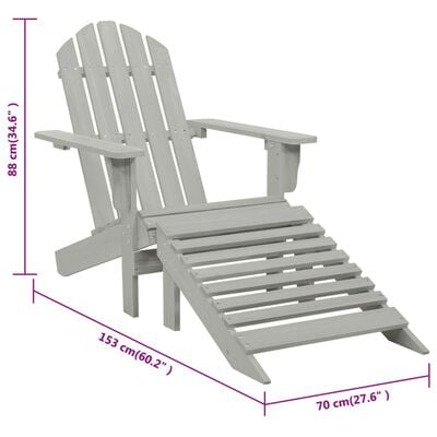 vidaXL Záhradná stolička s taburetkou sivá drevená
