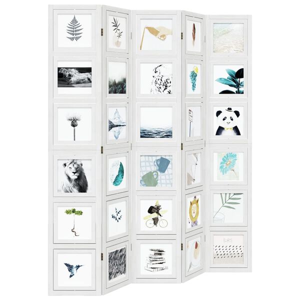 vidaXL Parav&aacute;n 5 panelov biely mas&iacute;vne drevo paulovnie