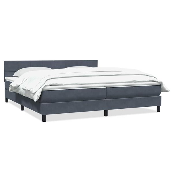vidaXL Posteľn&yacute; r&aacute;m boxspring s matracom tmavosiv&yacute; 180x210 cm zamat