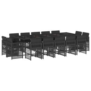 vidaXL 15-dielna z&aacute;hr. jed&aacute;lensk&aacute; s&uacute;prava s vank&uacute;&scaron;mi čierna polyratan