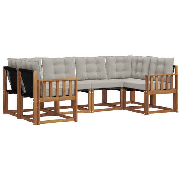 vidaXL Z&aacute;hradn&aacute; s&uacute;prava gaučov s vank&uacute;&scaron;om 6 pcs Pr&iacute;rodn&aacute; a svetlosiv&aacute;