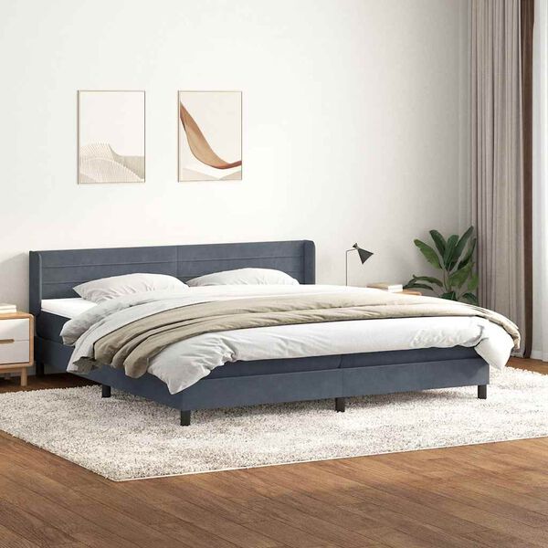 vidaXL Box Spring Posteľ s matracom Tmavosiv&aacute; 180x220 cm Zamat