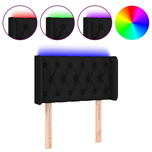 vidaXL Čelo postele s LED čierne 83x16x78/88 cm l&aacute;tka