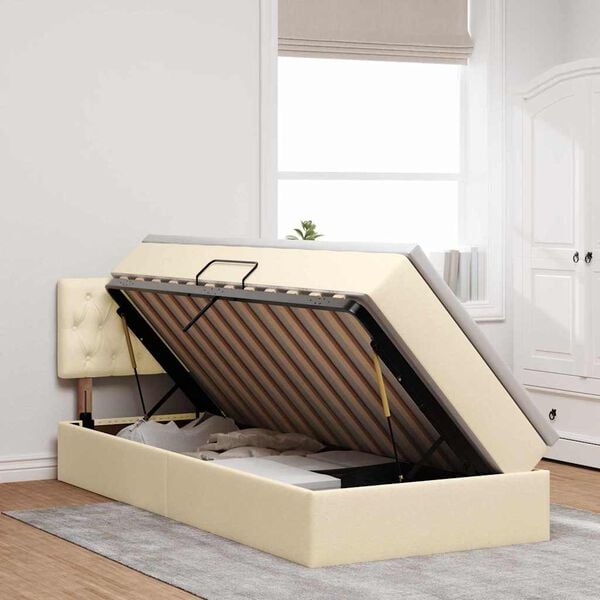 vidaXL Postel s &uacute;ložn&yacute;m prostorem a matrac&iacute; Kr&eacute;mov&aacute; 90 x 190 cm