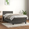 vidaXL Posteľn&yacute; r&aacute;m boxspring s matracom tmavosiv&yacute; 90x190 cm zamat