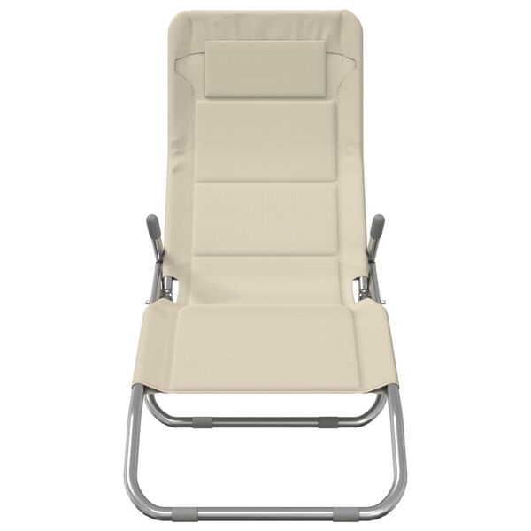 vidaXL Skladacie leh&aacute;tka 2 ks kr&eacute;mov&eacute; textil&eacute;n a pr&aacute;&scaron;kovan&aacute; oceľ