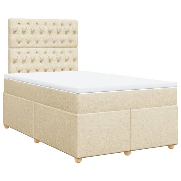 vidaXL Boxspring posteľ s matracom krémová 120x190 cm látka