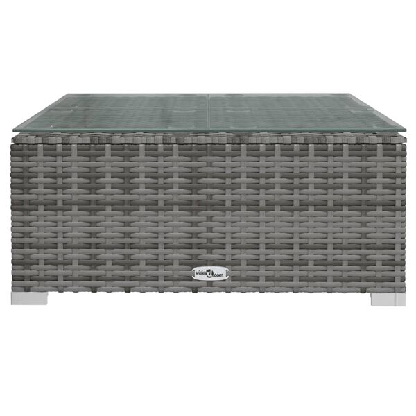 vidaXL Záhradný konferenčný stolík sivý 60x60x30 cm polyratan a sklo