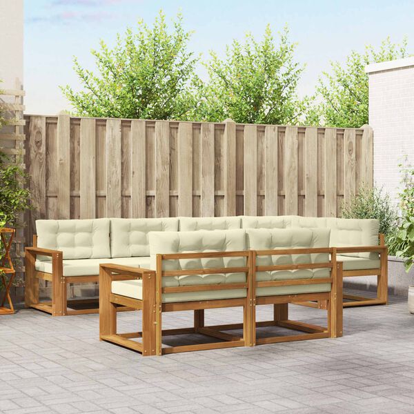 vidaXL Z&aacute;hradn&aacute; s&uacute;prava gaučov s vank&uacute;&scaron;om 7 pcs Pr&iacute;rodn&aacute; a kr&eacute;mov&aacute;