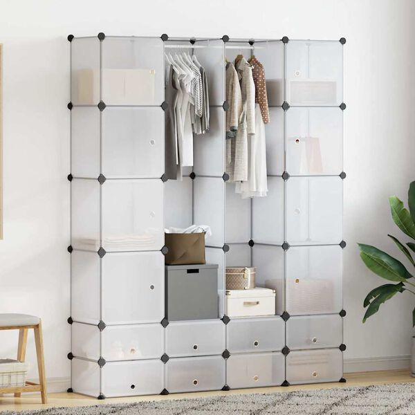 vidaXL Modul&aacute;rna skrinka s 18 priečinkami, biela 37x146x180,5 cm