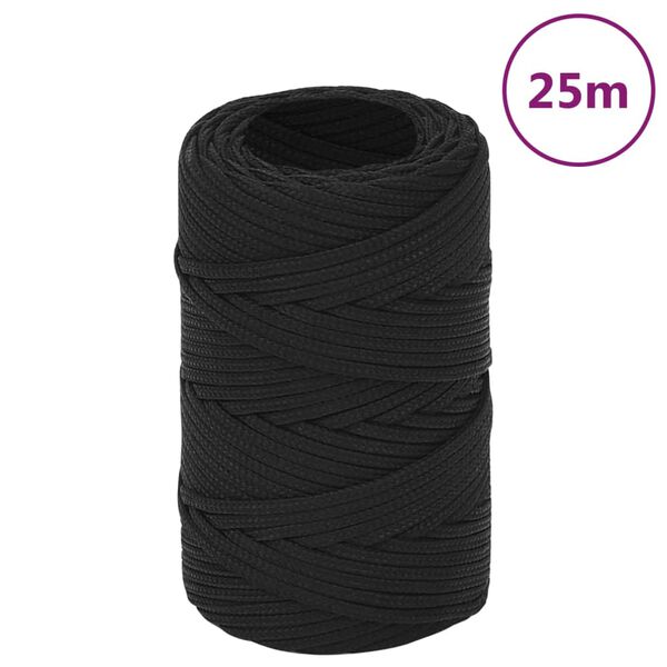 vidaXL Lodn&eacute; lano čierne 2 mm 25 m polypropyl&eacute;n