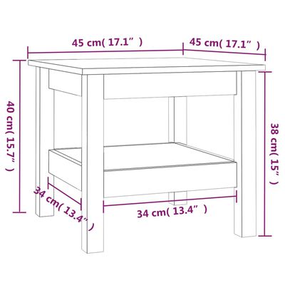 vidaXL Konferenčný stolík 45x45x40 cm masívna borovica