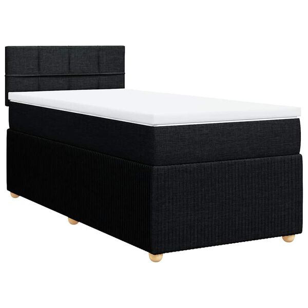 vidaXL Posteľný rám boxspring s matracom čierny 90x190 cm látka