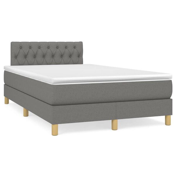 vidaXL Boxspring posteľ s matracom a LED, tmavosiv&aacute; 120x190 cm, l&aacute;tka