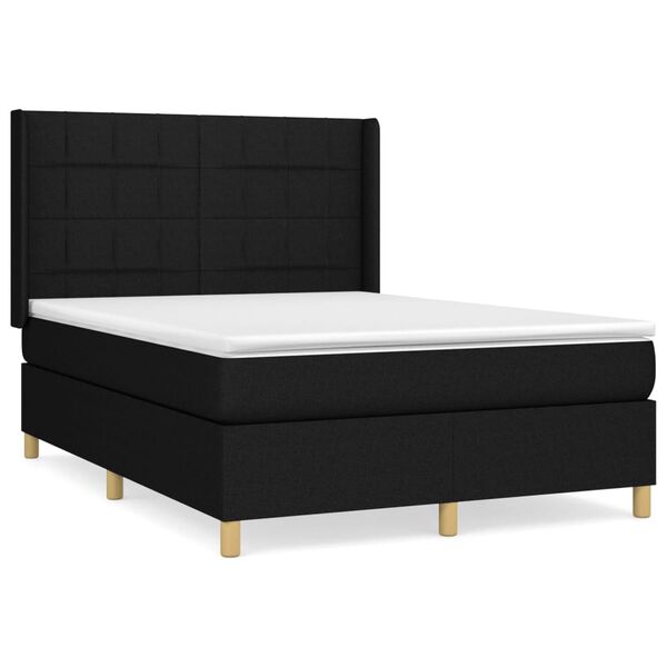 vidaXL Posteľn&yacute; r&aacute;m boxspring s matracom čierny 140x200 cm l&aacute;tka